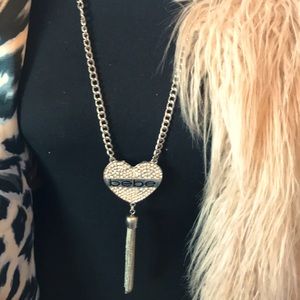 bebe silver long necklace